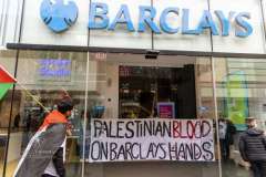 Palestine protest at Barclays Bank. Manchester. 25.03.2023